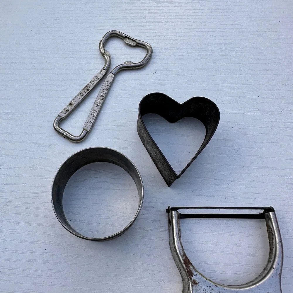 Vintage S&S Devault Peeler Grater Sheraton Hotel Opener Cookie Cutter Lot Silver